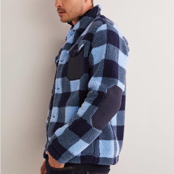 Boden | Sherpa Button up Shacket Blue Check XL - Picture 6 of 14